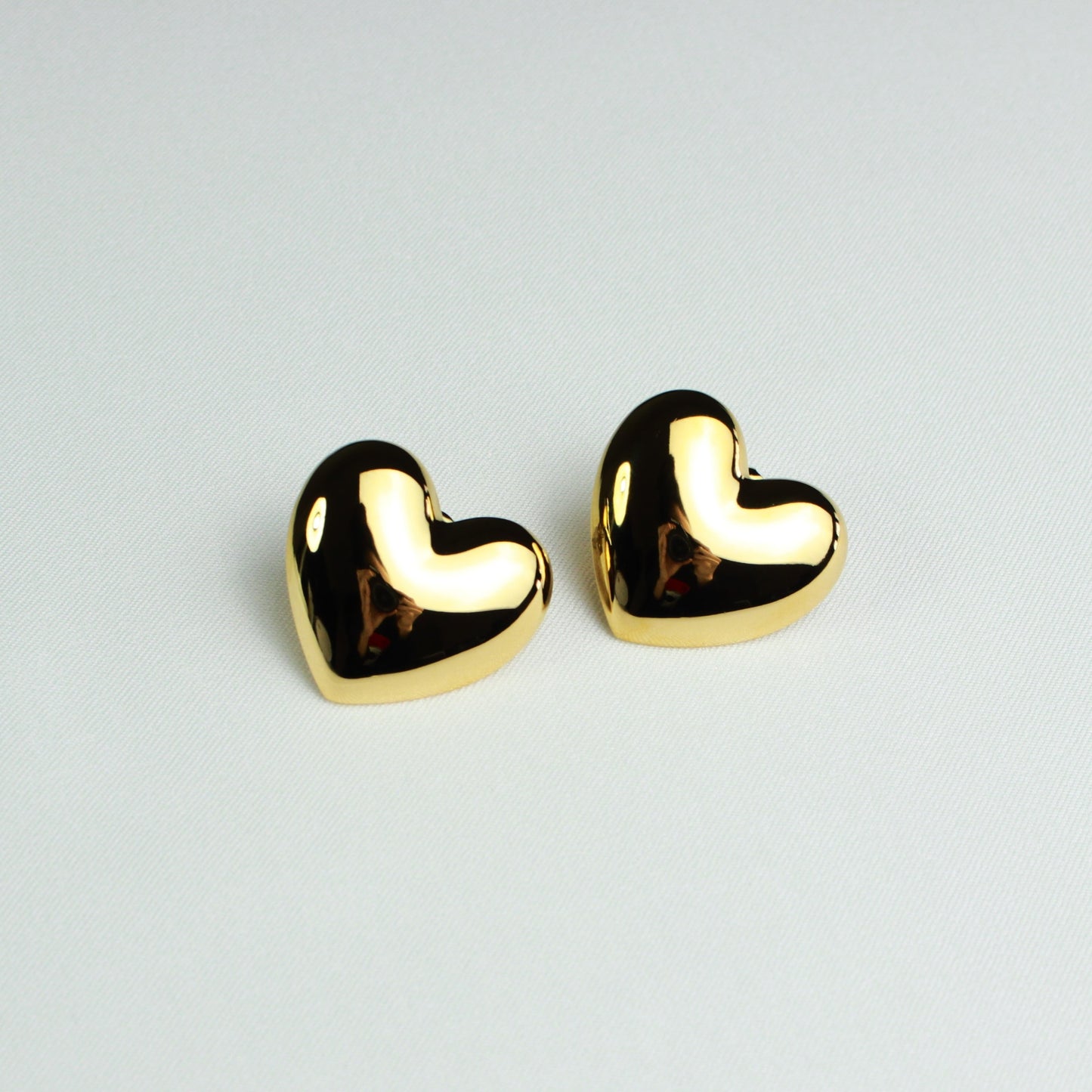 Chunky Heart Earrings Gold Valentines