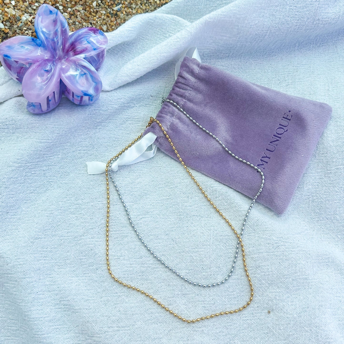 Gold and Silver Non Tarnish Rice Chain Necklaces