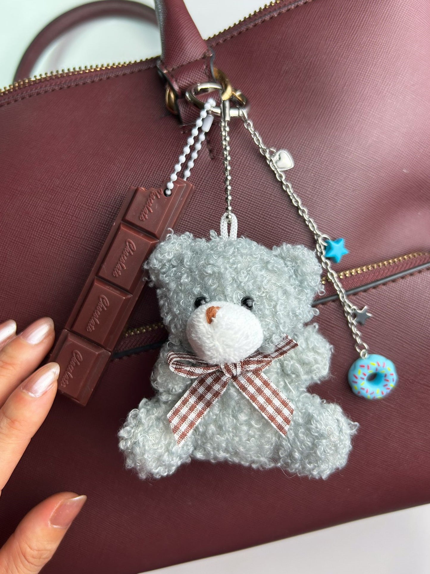grey teddy bag charm combo