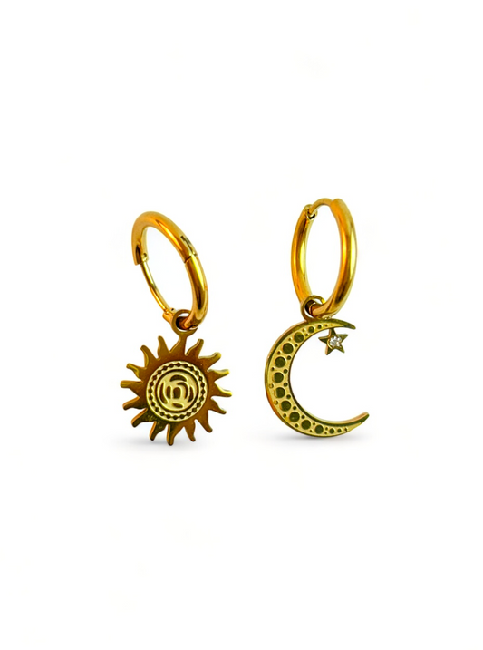 Sun and Moon Charm Earrings