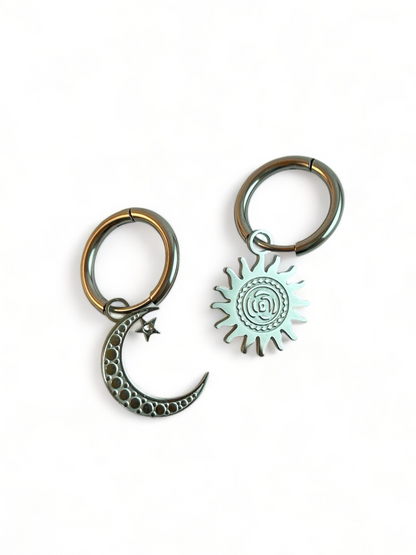 Sun and Moon Charm Earrings