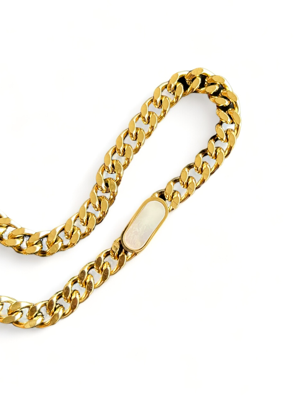 White Stone Curb Chain Choker