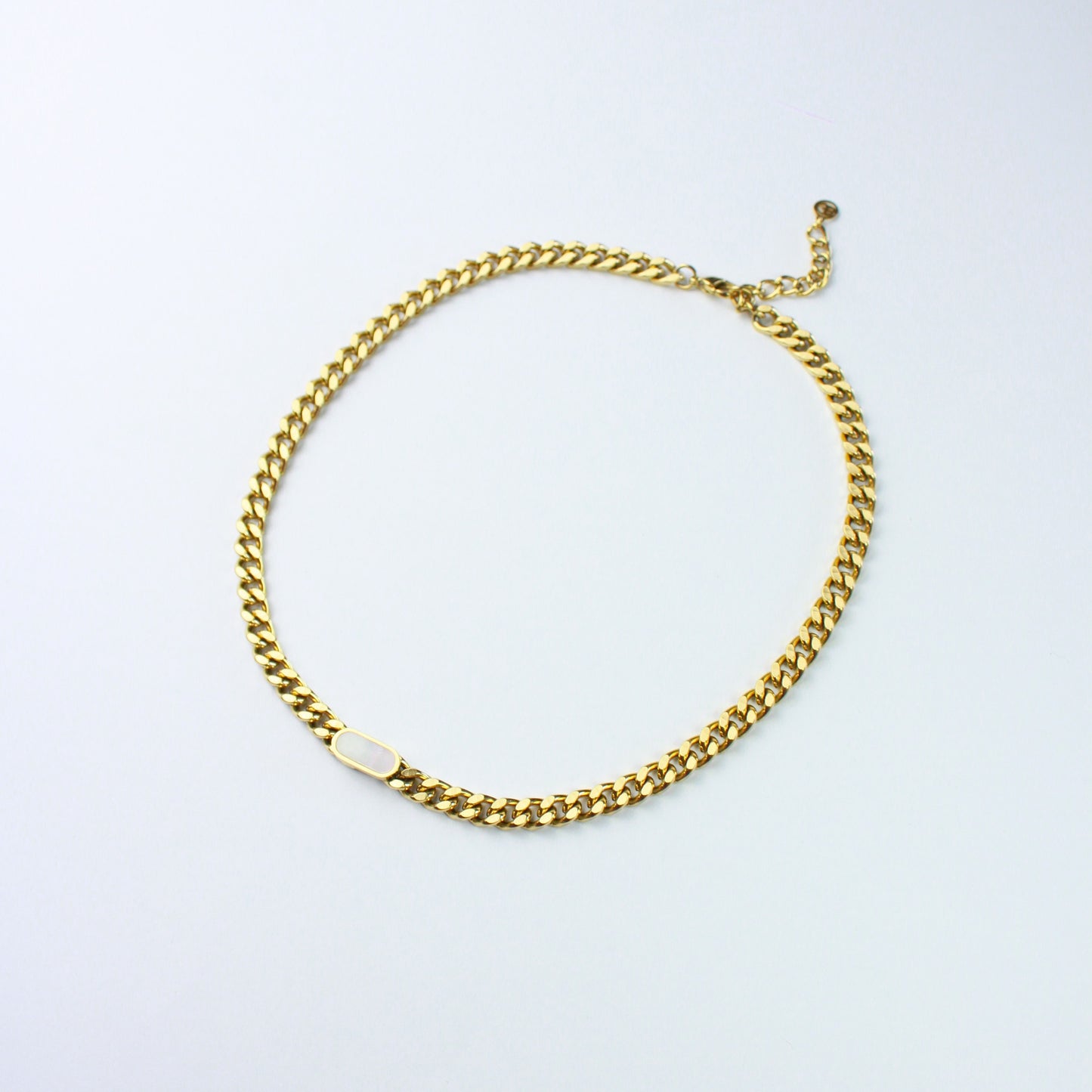 White Stone Curb Chain Choker