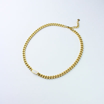 White Stone Curb Chain Choker