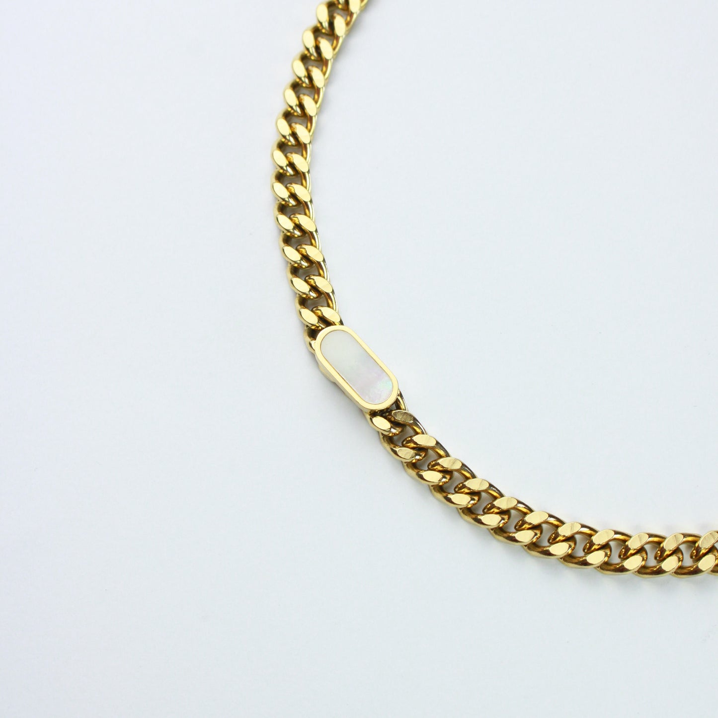White Stone Curb Chain Choker