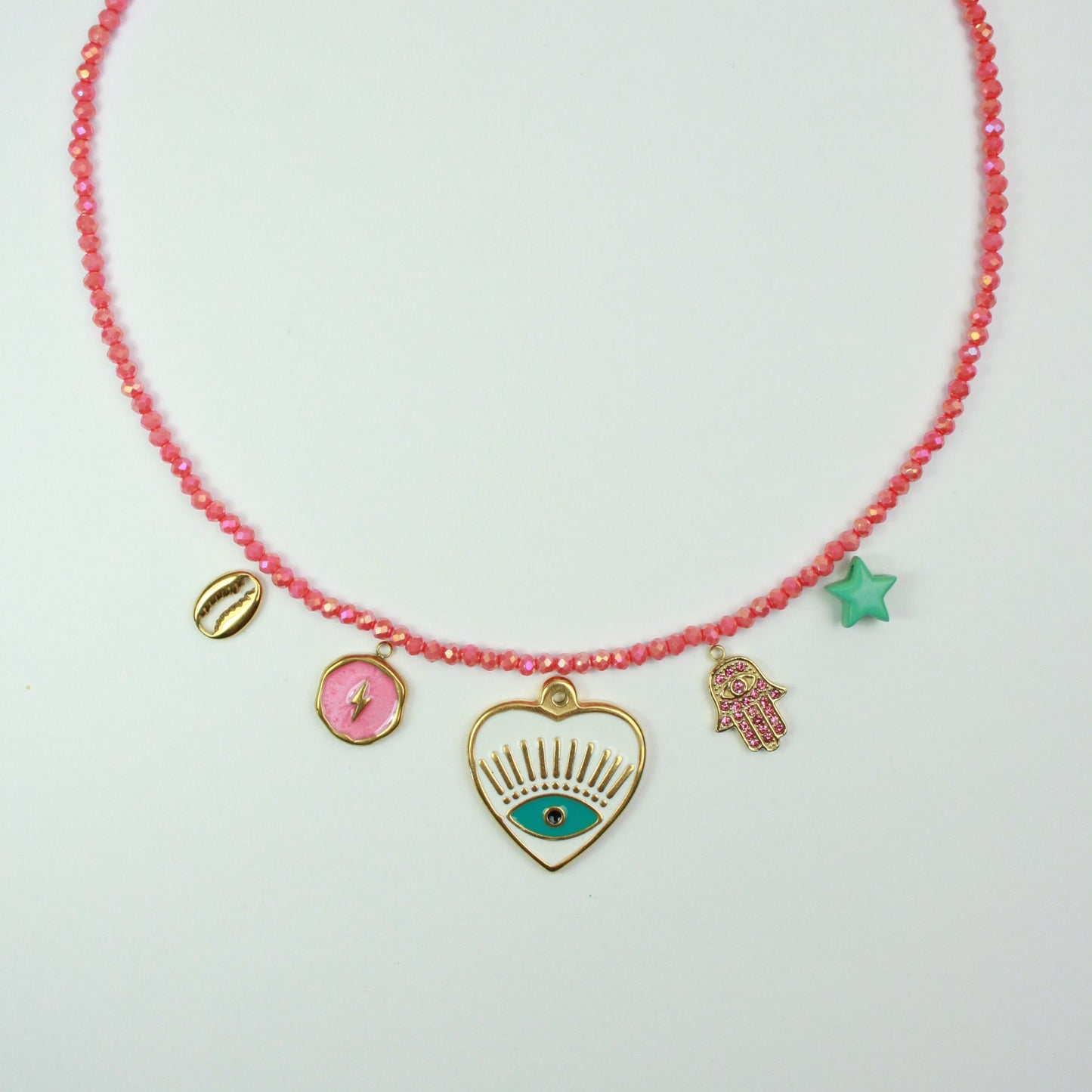 Charm Pink Beaded Necklace
