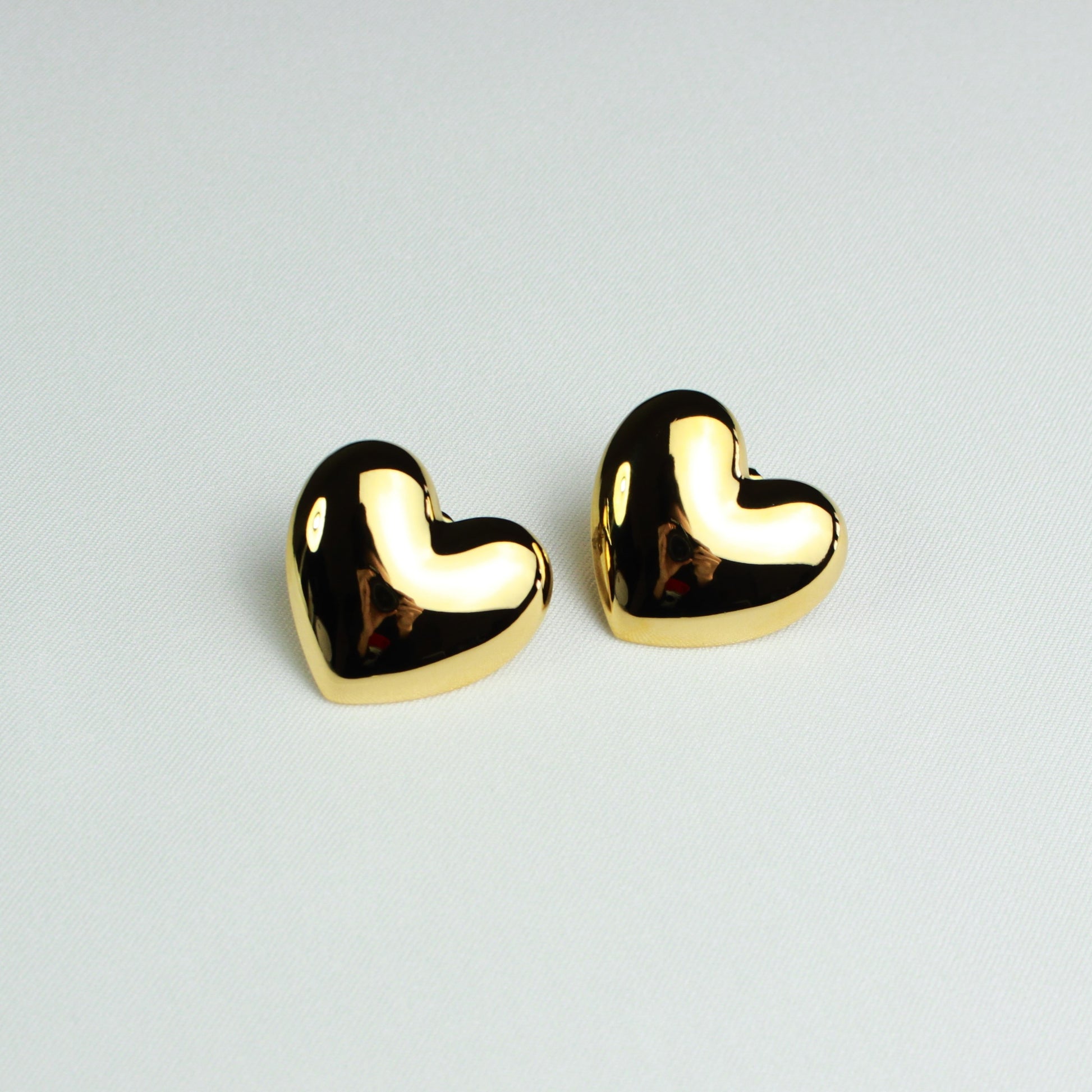 Chunky Heart Earrings Gold Valentines