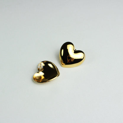 Chunky Heart Earrings Gold Valentines 2