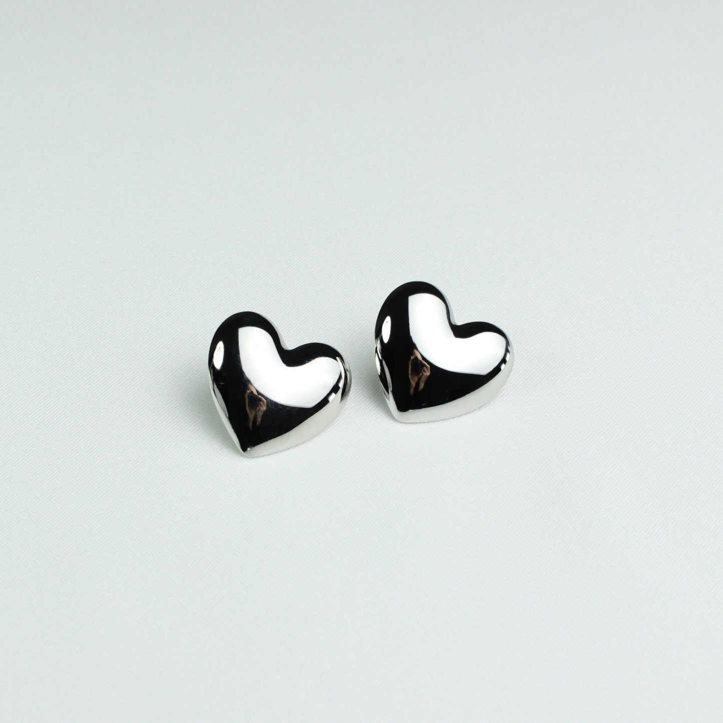 Chunky Heart Earrings Silver Valentines