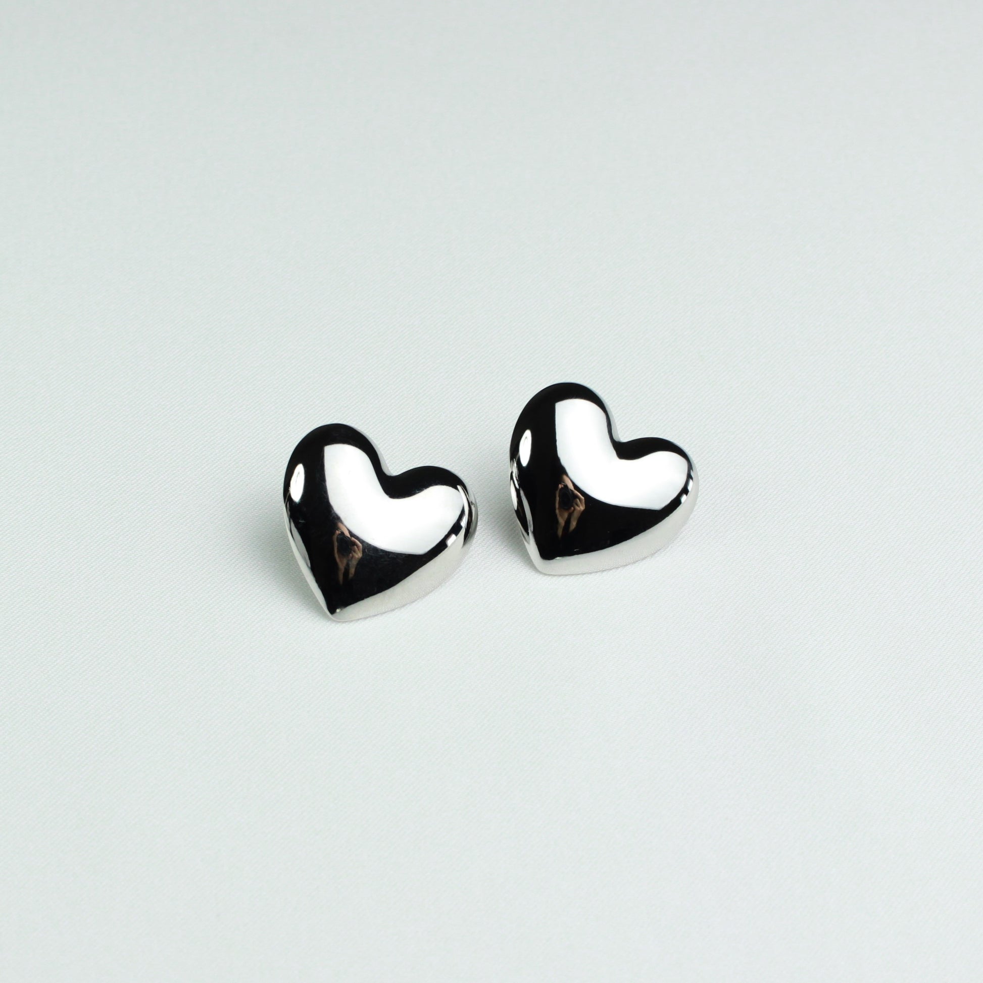 Chunky Heart Earrings Silver Valentines