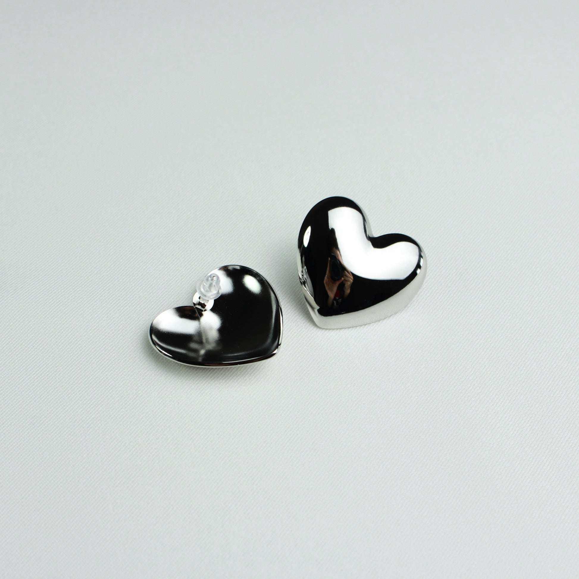 Chunky Heart Earrings Silver Valentines 2