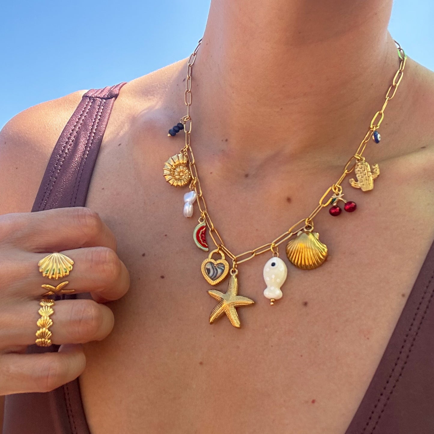 European Summer Charm Necklace Non tarnish beach outfit