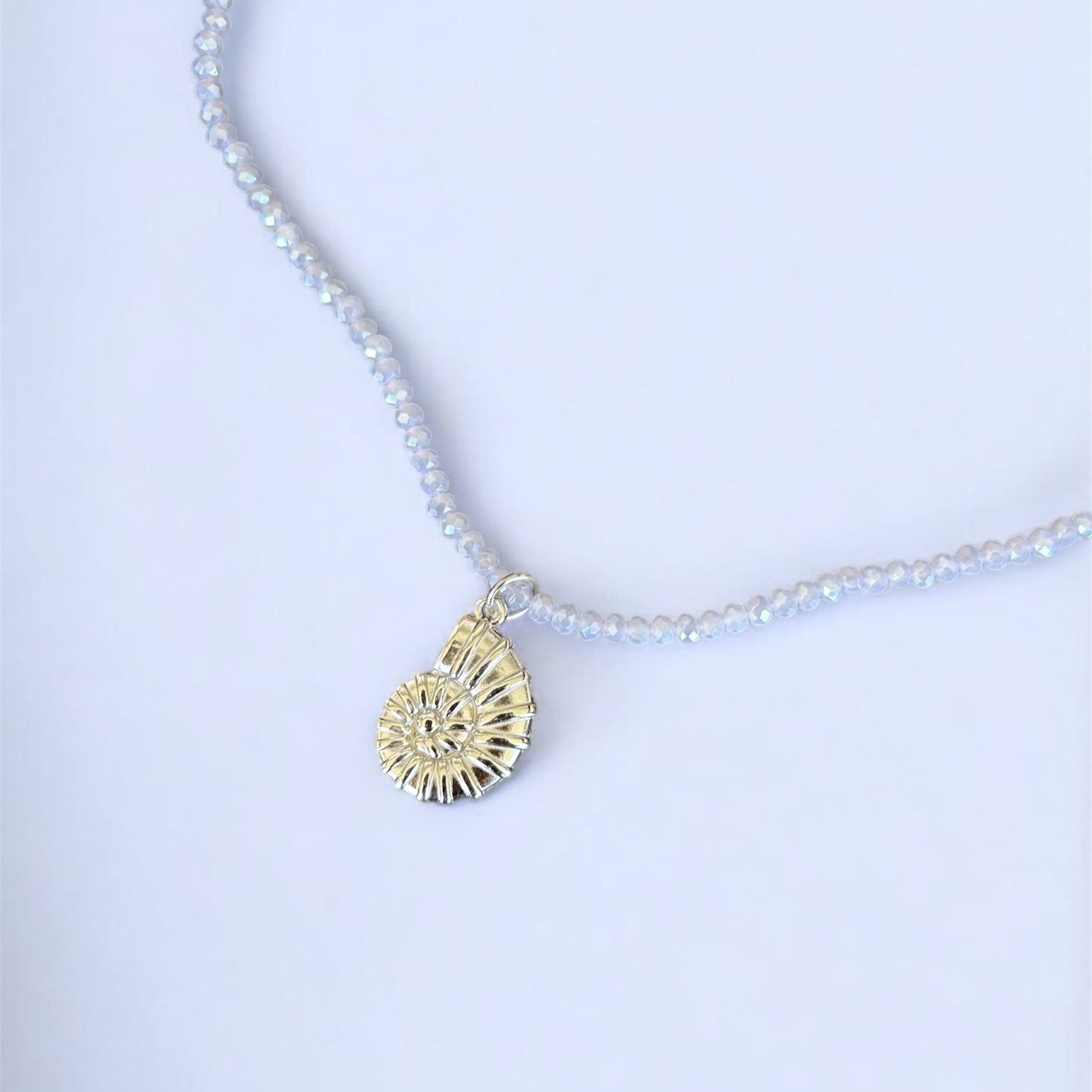 Fossil Shell Lilac Beaded Choker