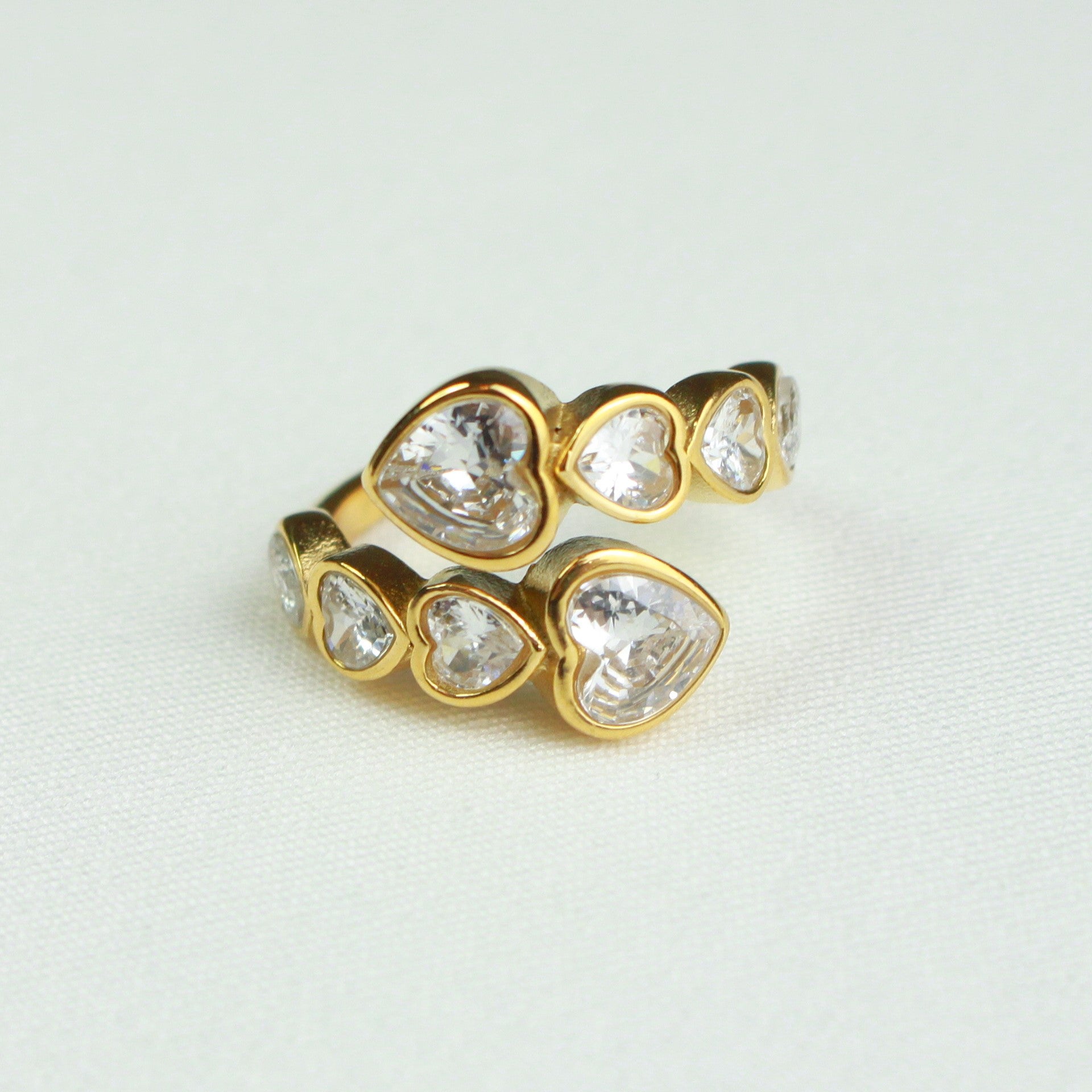 Gold Diamond Hearts Ring Valentines day