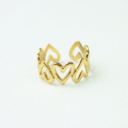 Gold Full Hearts Rings Valentines