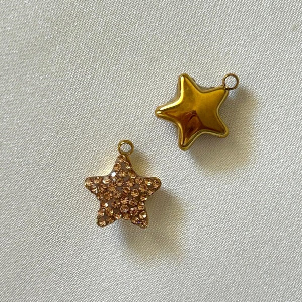 Gold and Beige Gems Star Charm behind