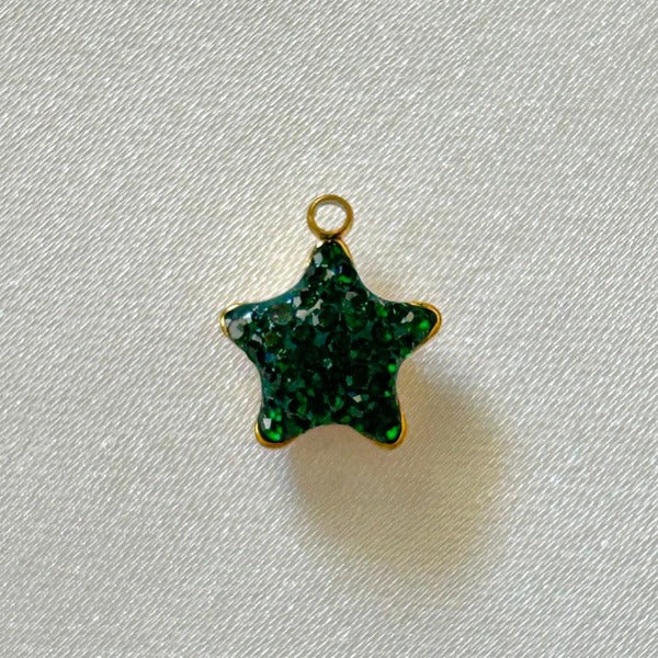 Gold and Green Gems Star Charm