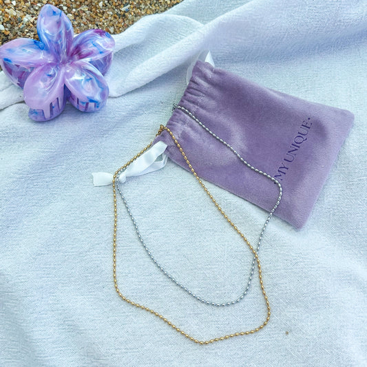 Gold and Silver Non Tarnish Rice Chain Necklaces