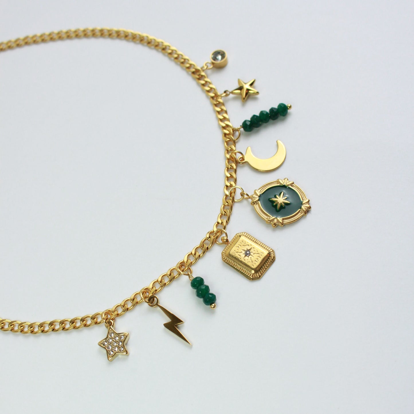 Green and Gold Christmas Charm Necklace 2