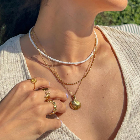 NonTarnishPearlyWhiteBeadedNecklace