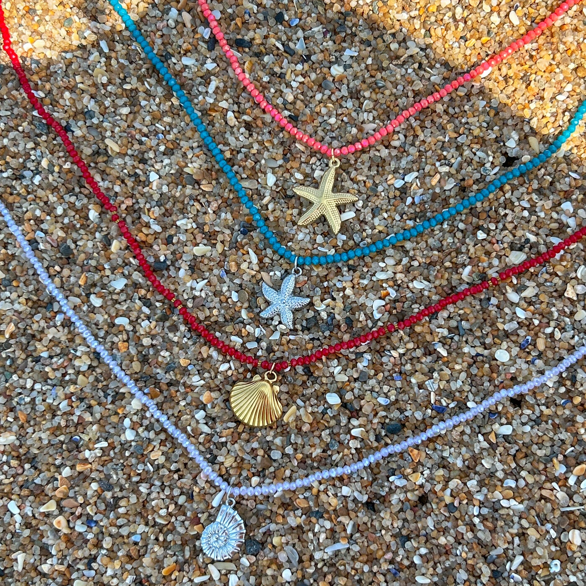 Non Tarnish Colorful Beaded Charm Necklaces