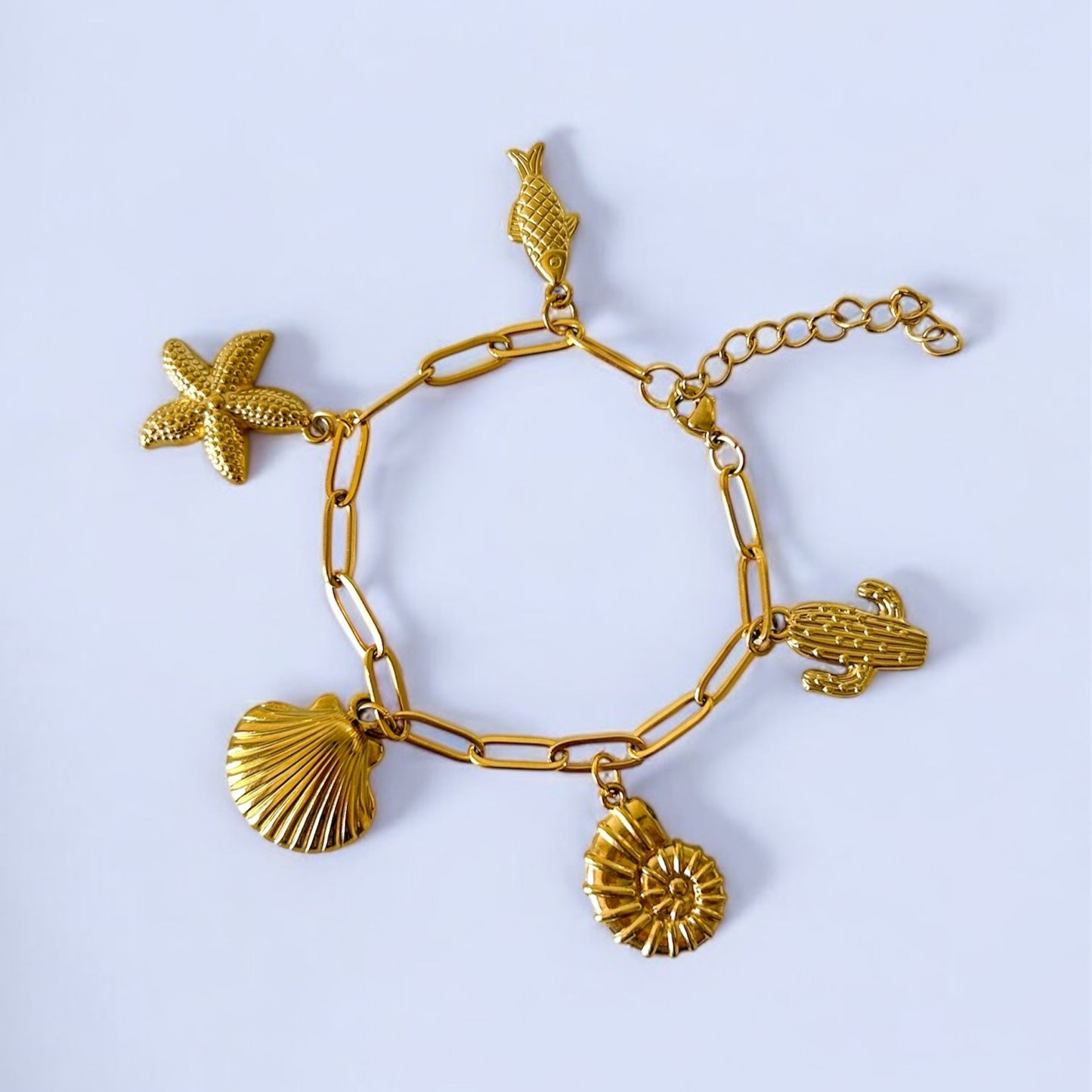 Non Tarnish Gold Summer Charm Bracelet
