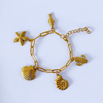 Non Tarnish Gold Summer Charm Bracelet