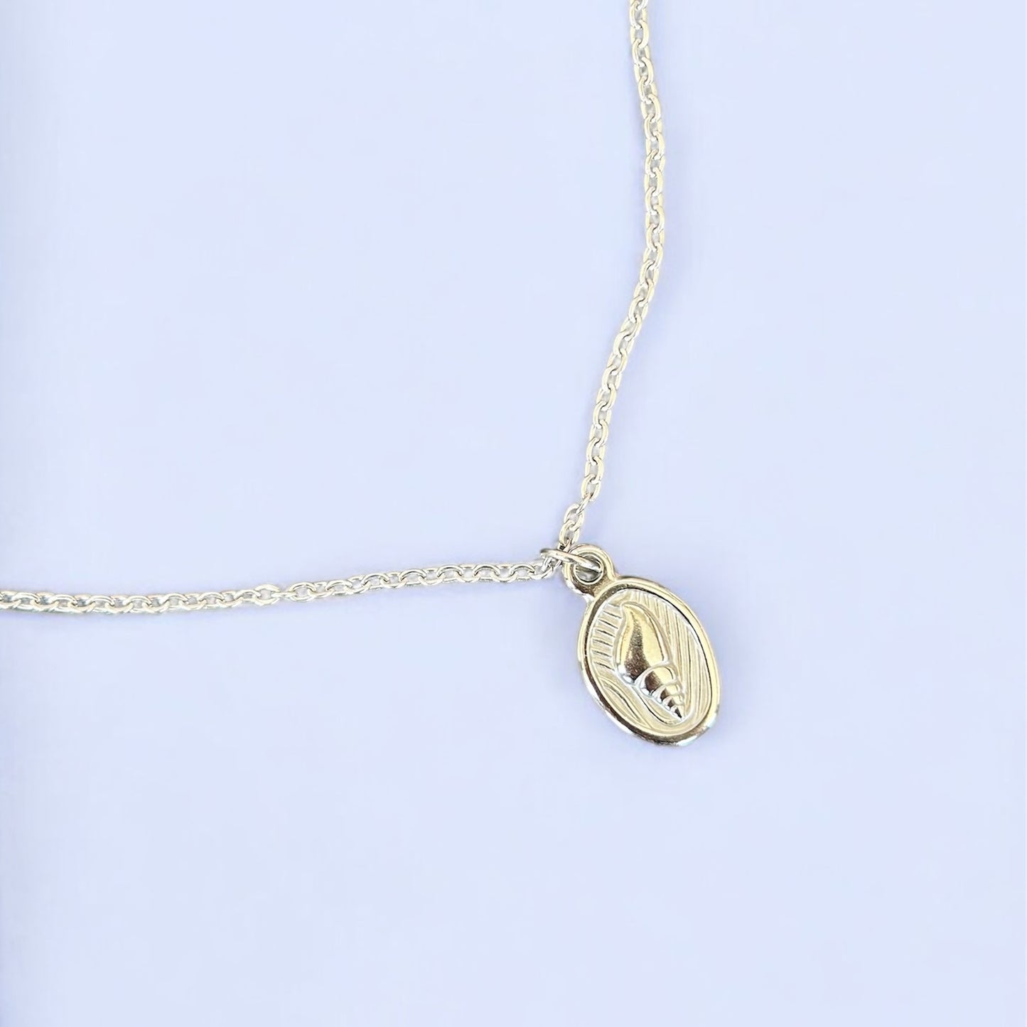 Silver Conch Pendant Necklace Non Tarnish