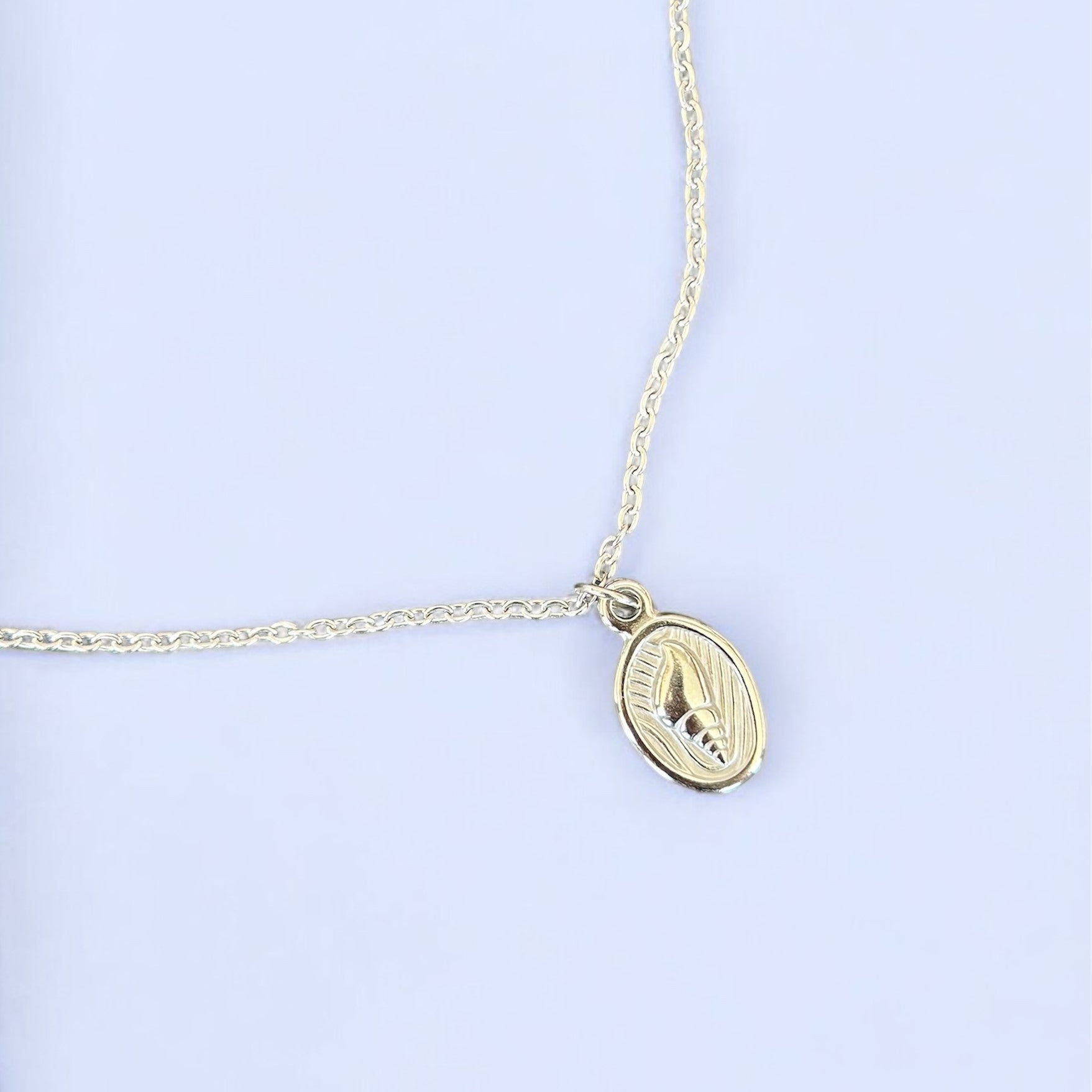 Silver Conch Pendant Necklace Non Tarnish