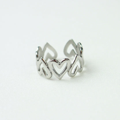 Silver Full Hearts Rings Valentines