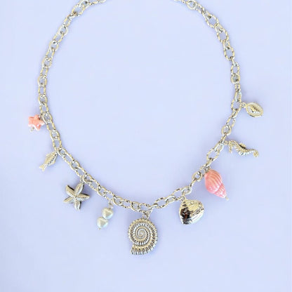 Silver and Pink Summer Charm Necklace