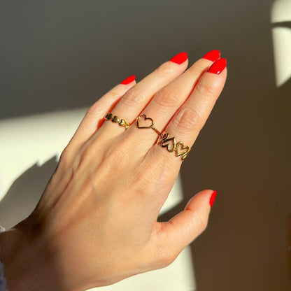 Valentines day gold heart rings