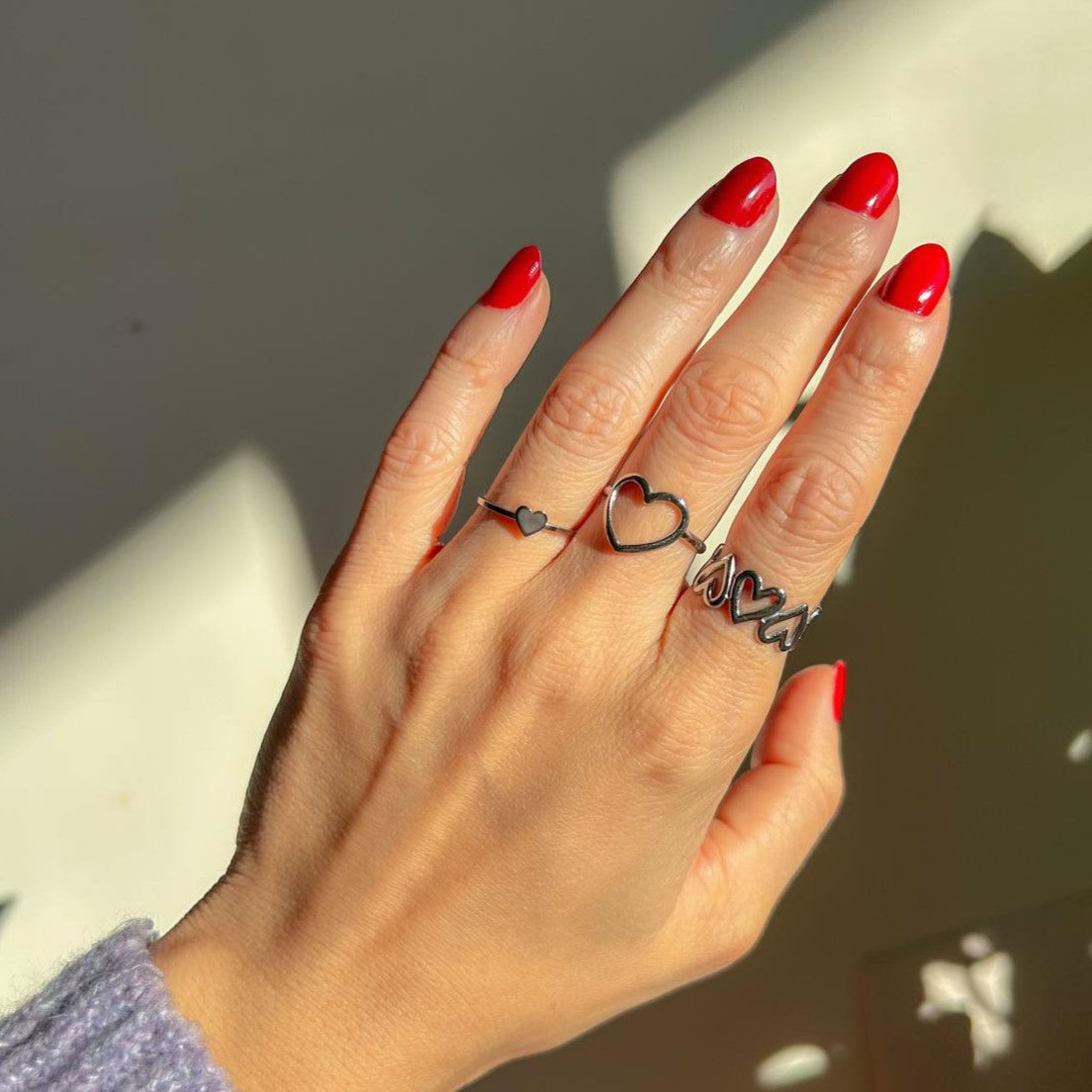 Valentines day silver heart rings
