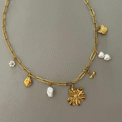 spring charm necklace gold